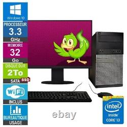 Dell 7010 MT i3-3220 3.30GHz 32GB/2TB SSD Wifi W10 + 22' Screen