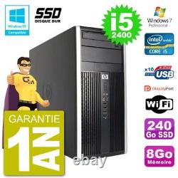 HP 6300 MT PC Intel Core i5-2400 8GB RAM 240GB SSD DVD Burner Wifi W7