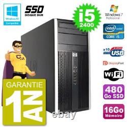 HP 6300 MT PC Intel Core i5-2400 RAM 16GB SSD 480GB DVD Burner Wifi W7