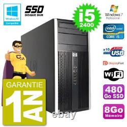 HP 6300 MT PC Intel Core i5-2400 RAM 8GB SSD 480GB DVD Burner Wifi W7