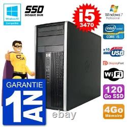 HP 6300 MT PC Intel Core i5-3470 4GB RAM 120GB SSD DVD Burner Wifi W7