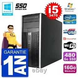 HP 6300 MT PC Intel Core i5-3470 RAM 16GB SSD 480GB DVD Burner Wifi W7