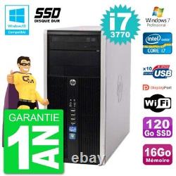 HP 6300 MT PC Intel Core i7-3770 RAM 16GB SSD 120GB DVD Burner Wifi W7