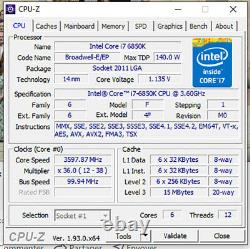 Intel Core I7-6850k 6-core 3.6ghz 15mb Cache Lga2011 140w Cpu Processor