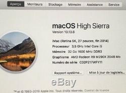 Apple IMAC 27 Retina 5K Intel Core i5 3,5 GHz, 1 Téra ssd, 32GB de Ram