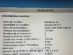 Apple MacBook Air 7.1 Intel Core i5 1,6 GHz 8 Go RAM 128 Go SSD 11.6 2015