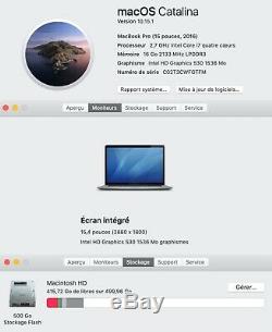 Apple MacBook Pro 15,4 512 Go SSD, Intel Core i7 2,7GHz, Touch Bar