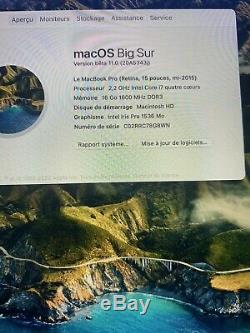 Apple MacBook Pro 15,4 (Intel Core i7-4770HQ, 2,20 GHz, 256 Go SSD, 16 Go RAM)
