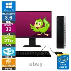 HP 800 G3 SFF i5-6500 3.60GHz 32Go/2To Wifi W10 + Ecran 27