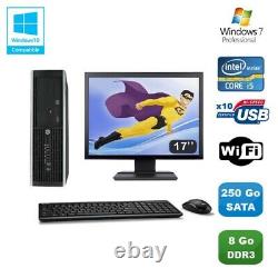 Lot PC HP Elite 8100 SFF Intel Core i5 3.2GHz 8Go 250Go Graveur WIFI W7 Ecran 17