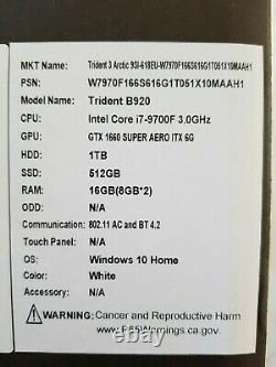 MSI Trident 3 Arctic White Intel Core i7-9700F 3.0GHz GTX 1660 Super Aero
