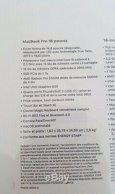 MacBook Pro 16 16Go RAM 1To SSD Intel Core i9 (2.30 à 4.80 GHz) (2019)
