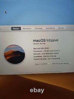 Mac Mini (fin 2014) Intel Core i5 2,6 GHz HDD 1000Go 8GB