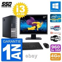 PC Dell 9020 SFF Ecran 27 Intel Core i3-4130 RAM 4Go SSD 960Go Windows 10 Wifi