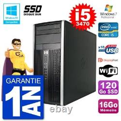 PC HP 6300 MT Intel Core i5-3470 RAM 16Go SSD 120Go Graveur DVD Wifi W7