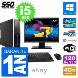 PC HP 8100 SFF Ecran 22 Intel Core i5-650 RAM 4Go SSD 120Go Windows 10 Wifi