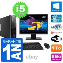 PC HP 8100 SFF Ecran 22 Intel Core i5-650 RAM 8Go Disque 1To Windows 10 Wifi