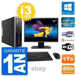 PC HP 8300 SFF Ecran 27 Intel i3-2120 RAM 4Go Disque Dur 1To Windows 10 Wifi