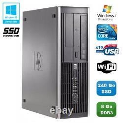 PC HP Compaq Elite 8200 SFF Intel Core i7 3.4GHz 8Go 240Go SSD Graveur WIFI W7