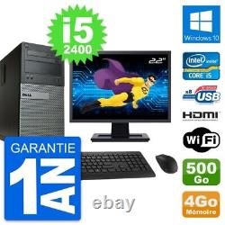 PC Tour Dell 390 MT Ecran 22 i5-2400 RAM 4Go Disque 500Go HDMI Windows 10 Wifi